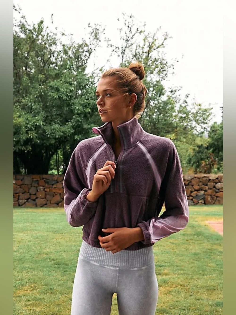 FP Movement by Free People So Fly Half Zip Boysenberry Fleece Hoodie Size Medium